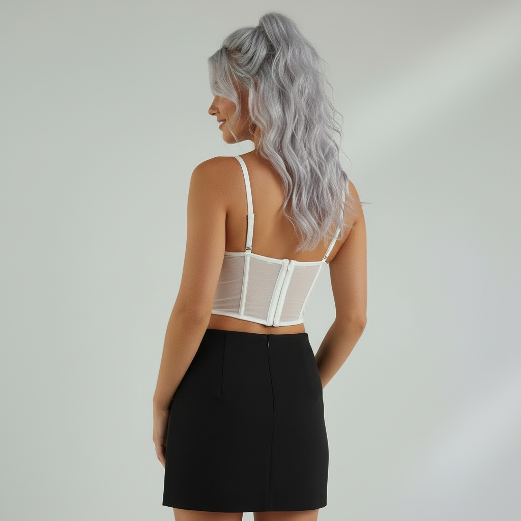 Top Corset Femme en Mesh