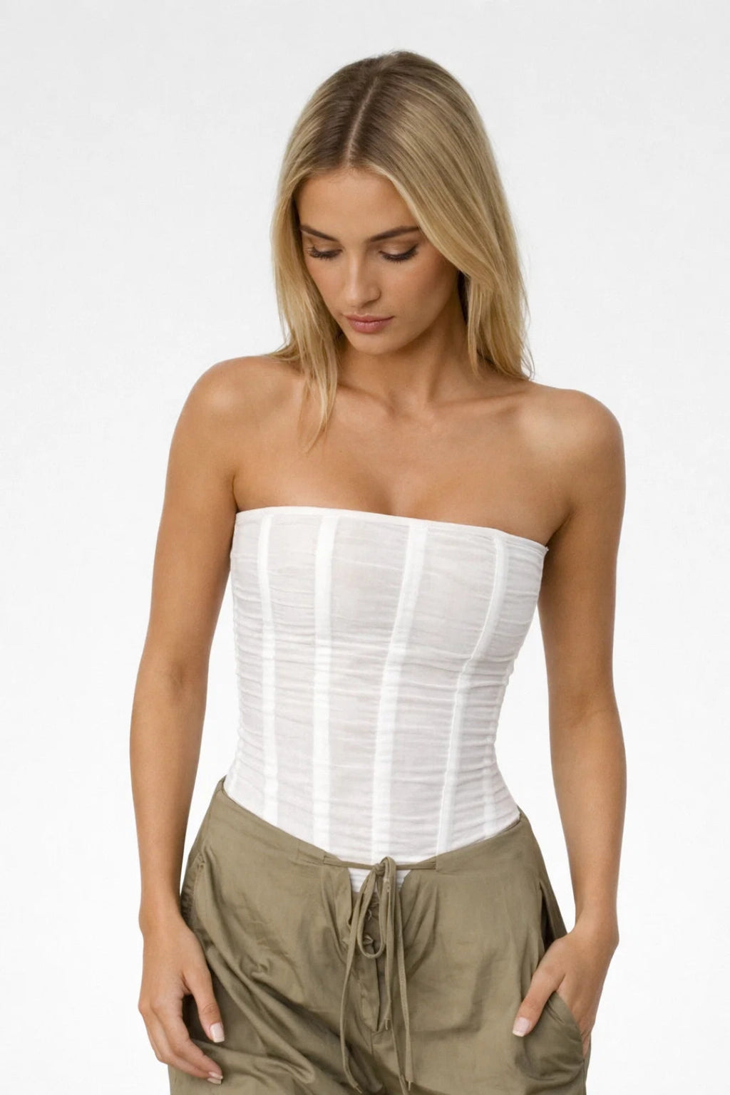 Top Sans Bretelles Femme - Coupe Corset Boning | Élégant