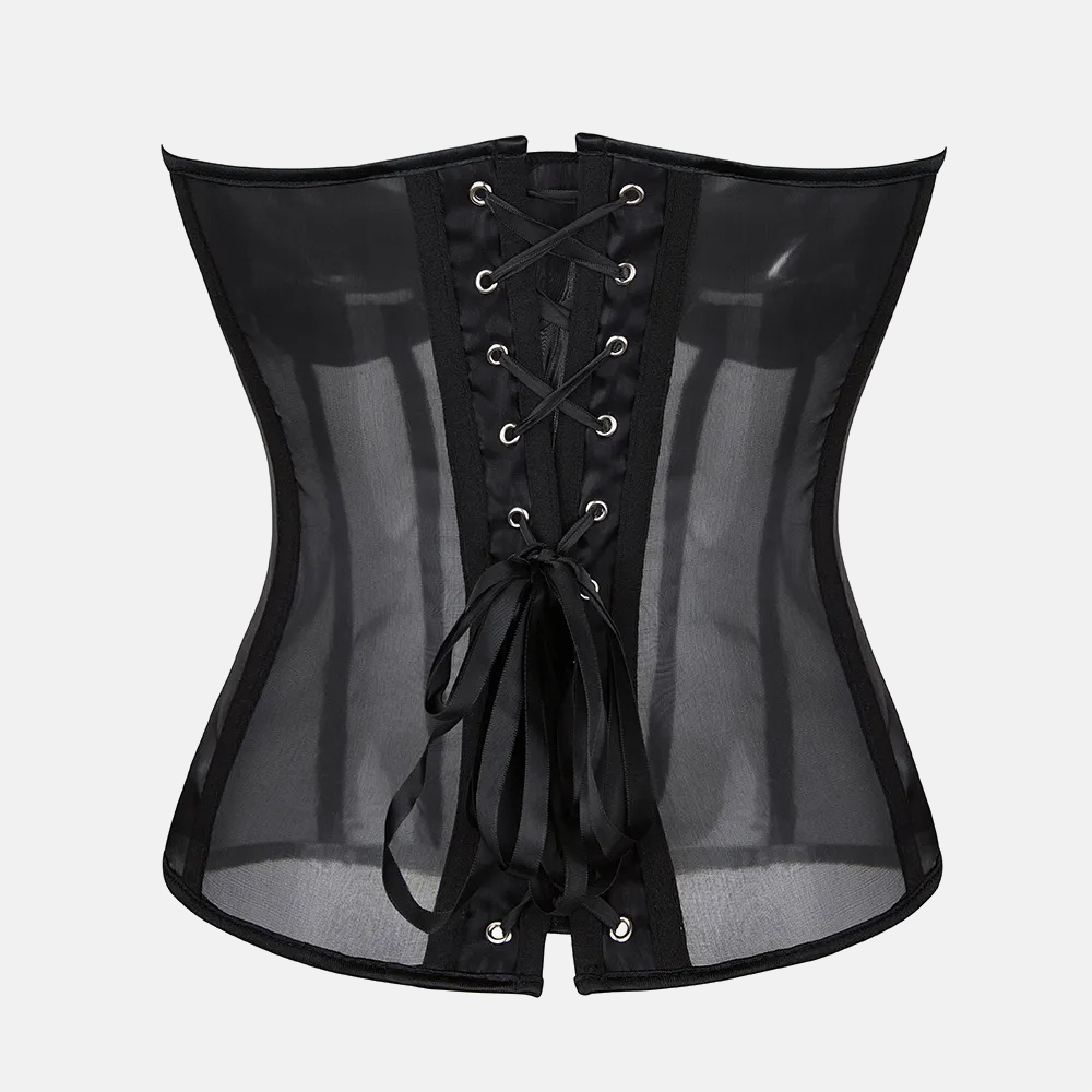 Bustier corset transparent noir