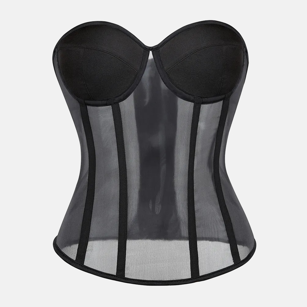 Bustier corset transparent noir