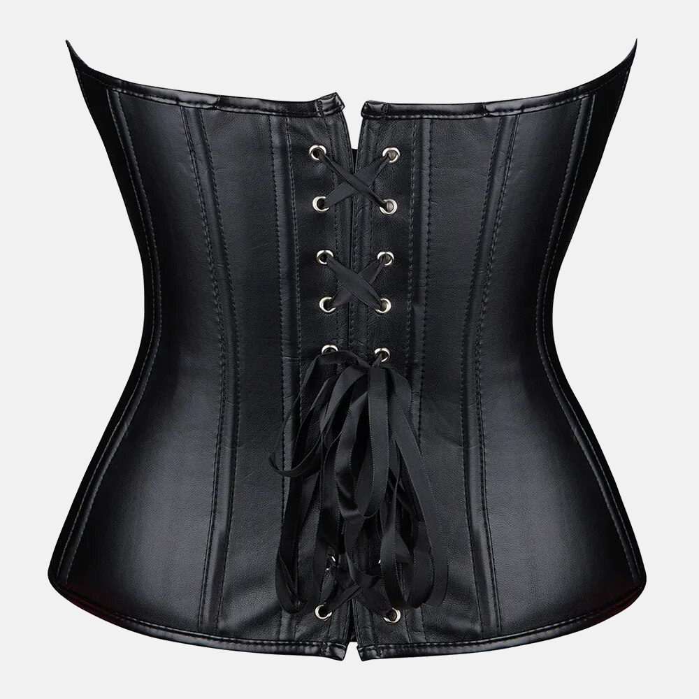 Corset bustier en cuir noir