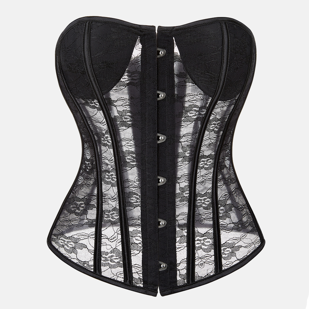 Corset noir en dentelle bustier