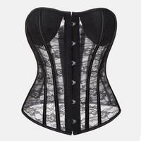Corset noir en dentelle bustier