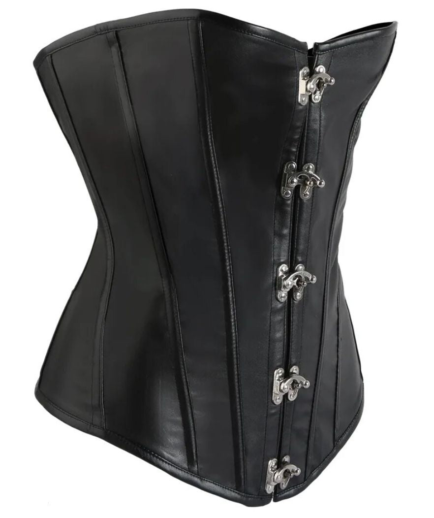 Corset Noir Simili Cuir Femme