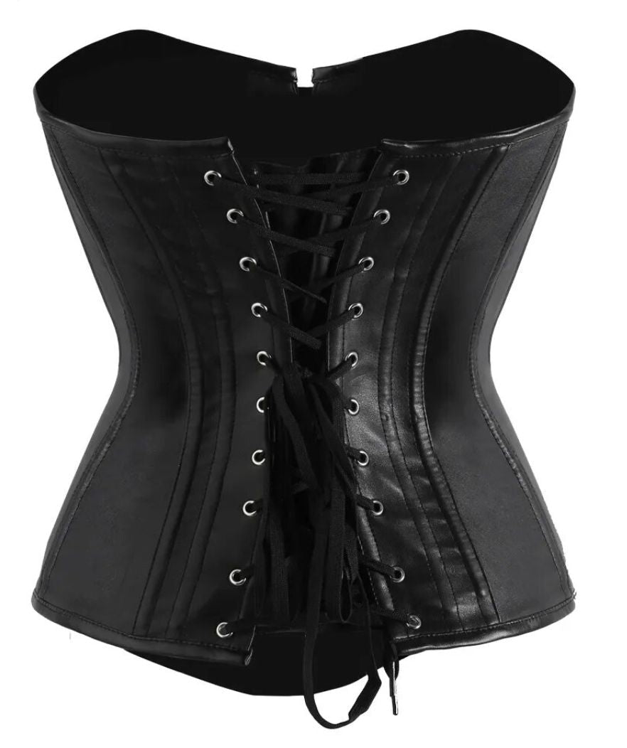 Corset Noir Simili Cuir Femme
