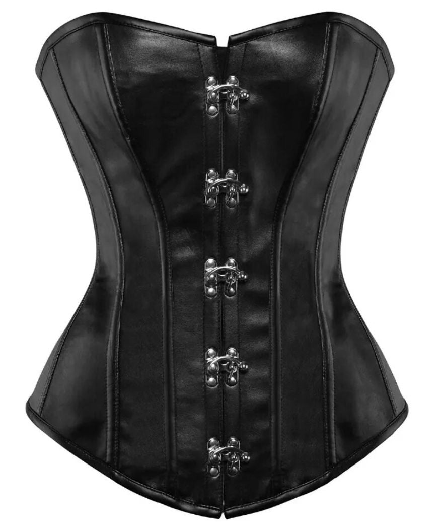 Corset Noir Simili Cuir Femme