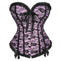 Corset rose et noir bustier