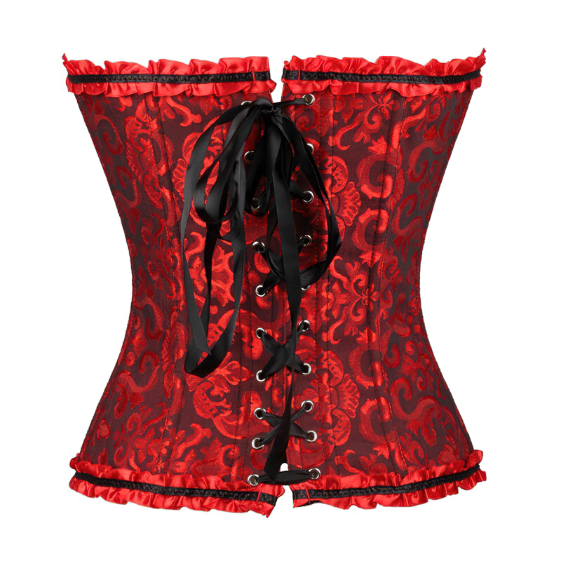 Corset victorien rouge et noir bustier