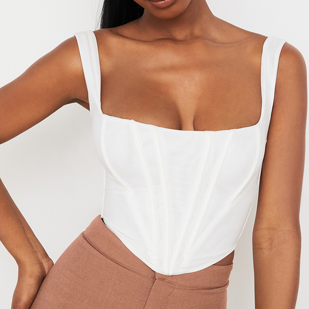 Haut corset blanc style bustier à bretelles