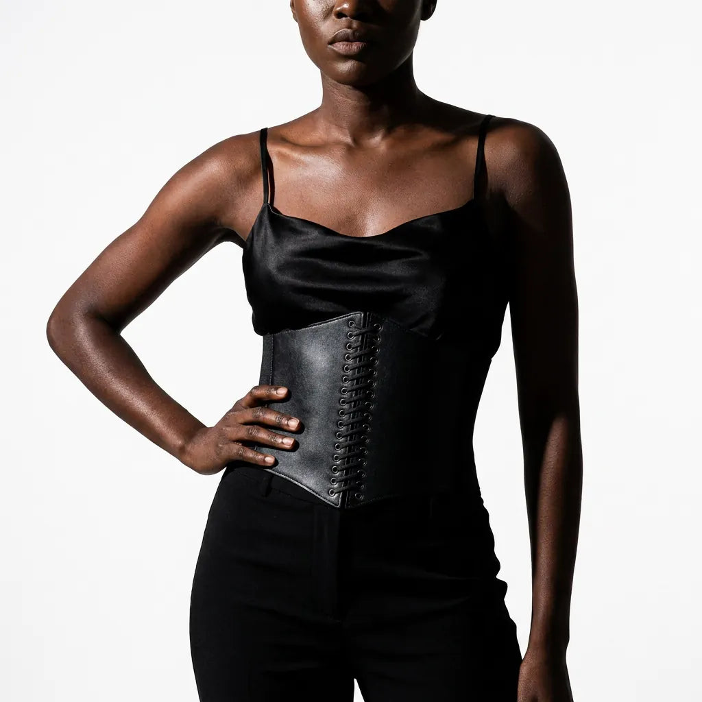 Luna Rune Leather Waist Corset Belt
