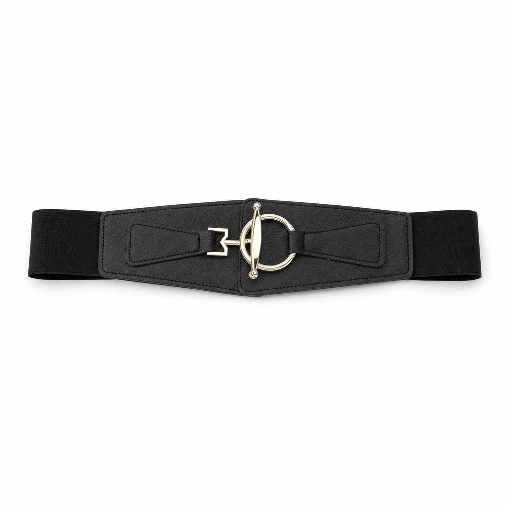 Luna Rune 68 cm / Black Wide Buckle-Waist Corset Belt