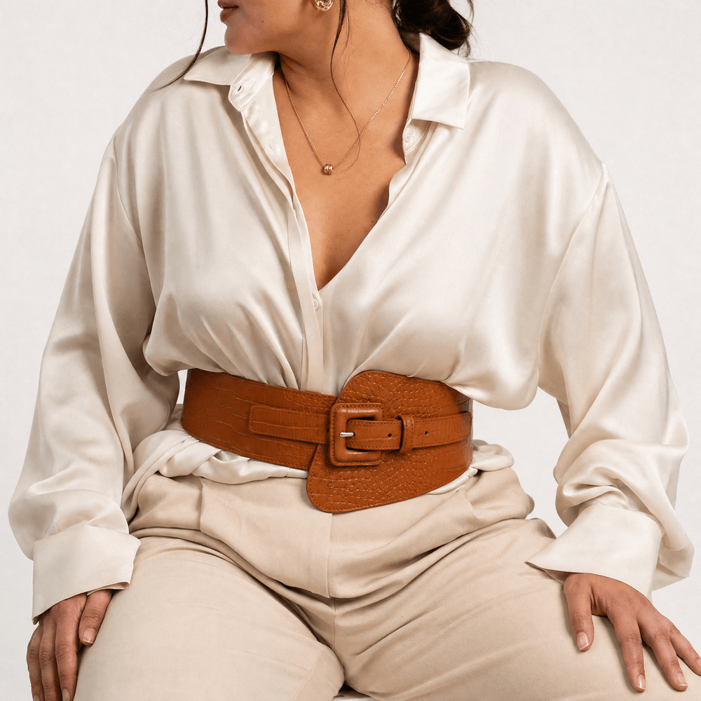 Luna Rune 90cm Crocodile-Embossed Waist Corset Belt