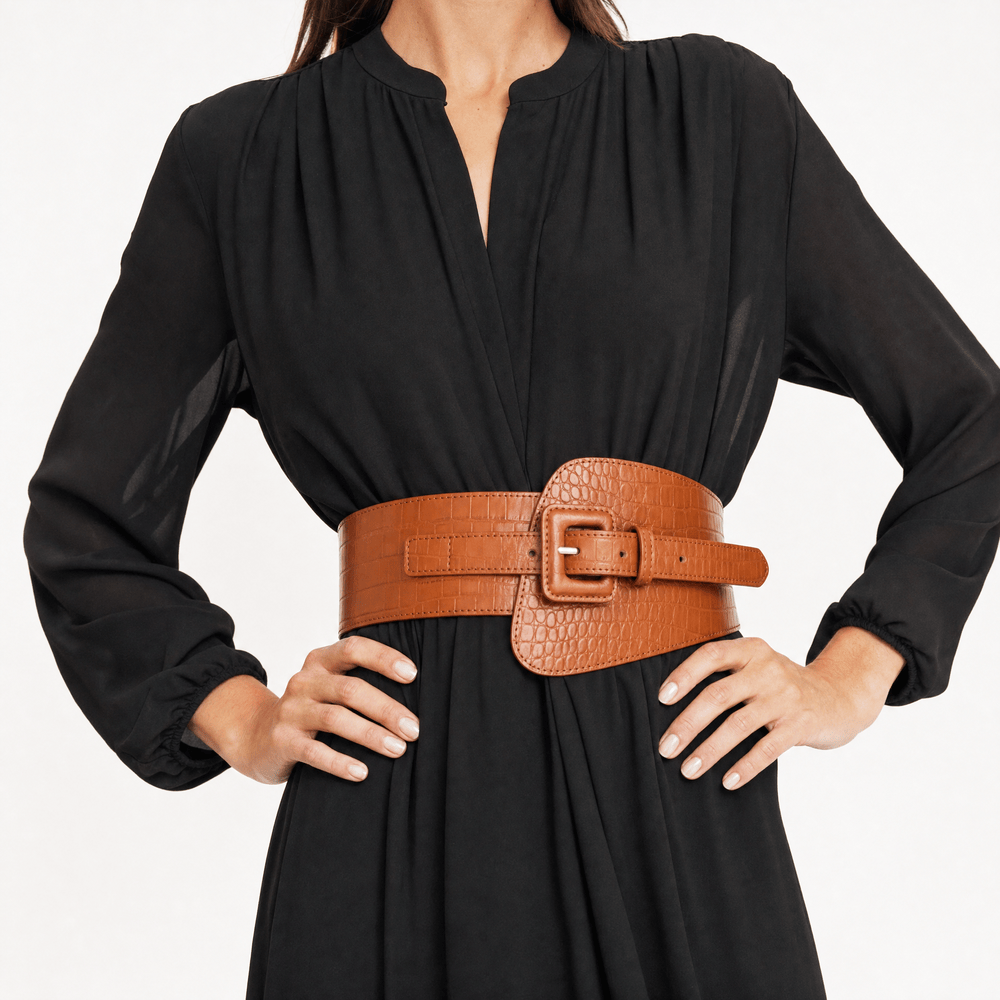 Luna Rune 90cm Crocodile-Embossed Waist Corset Belt