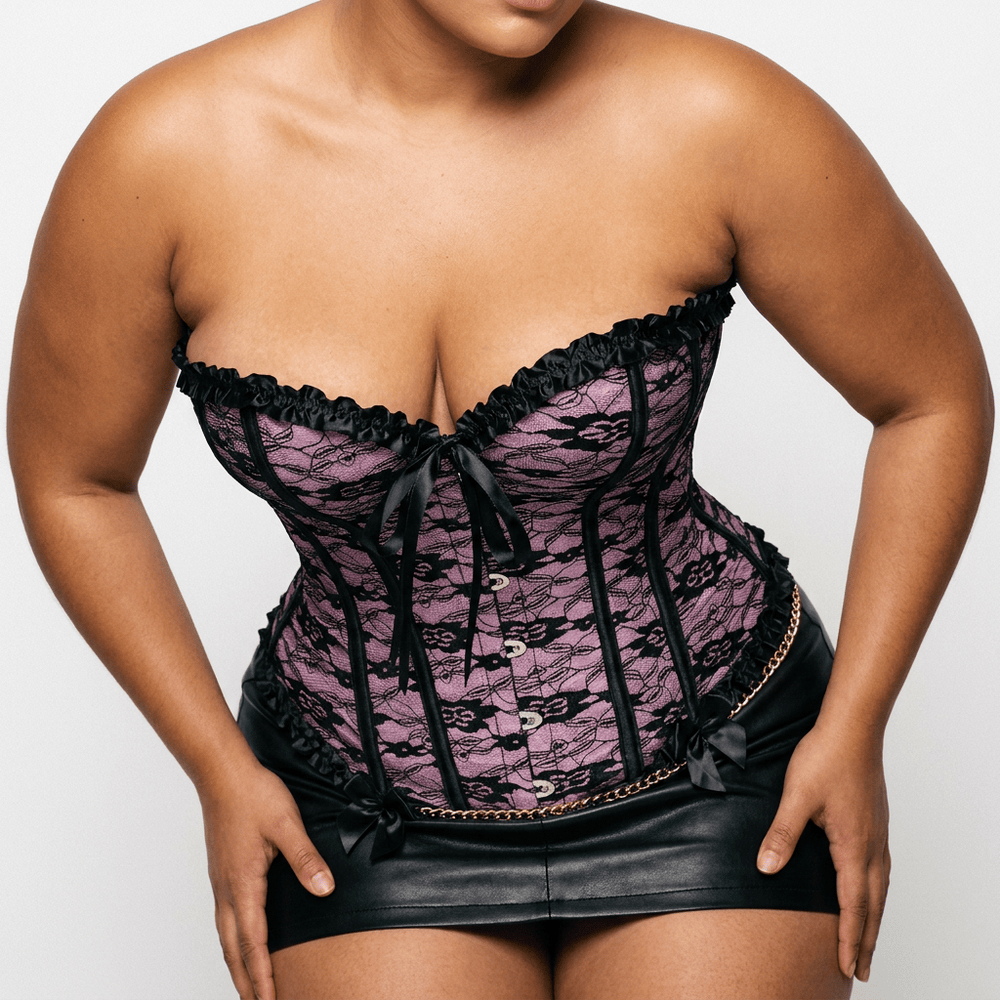 Luna Rune Boned Overlay-Lace Structured Corset