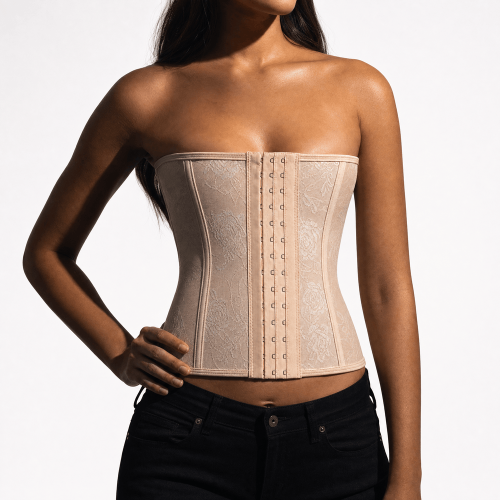 Luna Rune Floral Boned Hook-Eye Waist Trainer