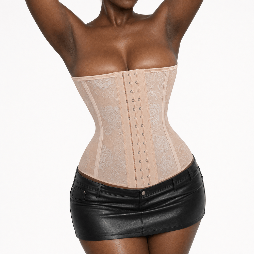 Luna Rune Floral Boned Hook-Eye Waist Trainer