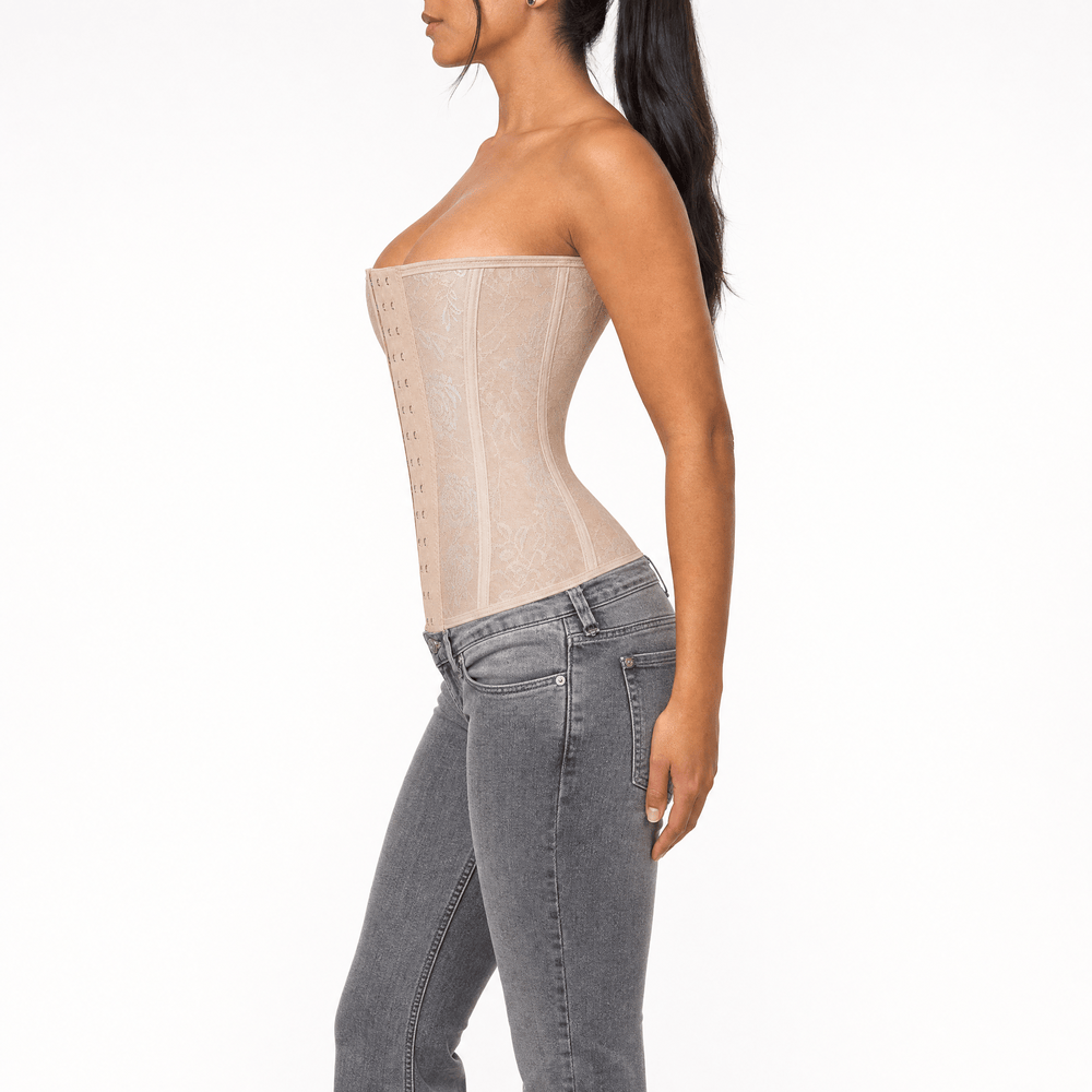 Luna Rune Floral Boned Hook-Eye Waist Trainer