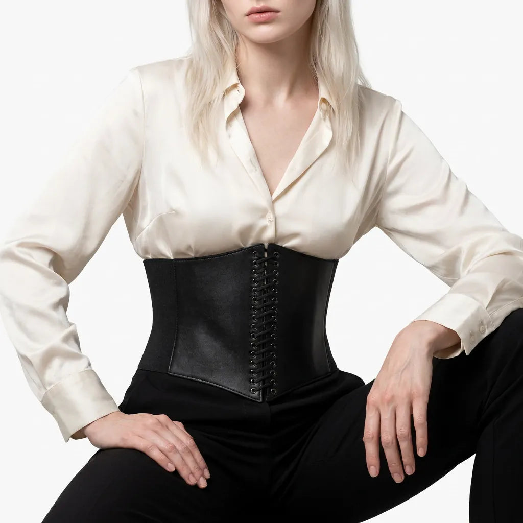 Luna Rune Leather Waist Corset Belt