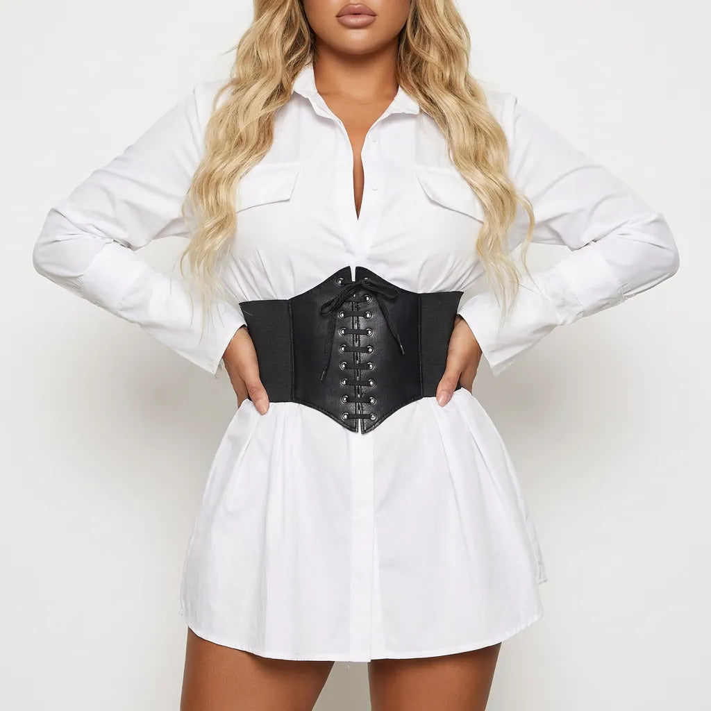 Luna Rune Leather Waist Corset Belt