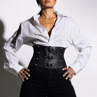 Luna Rune Ring-Detail Elasticated Corset Belt