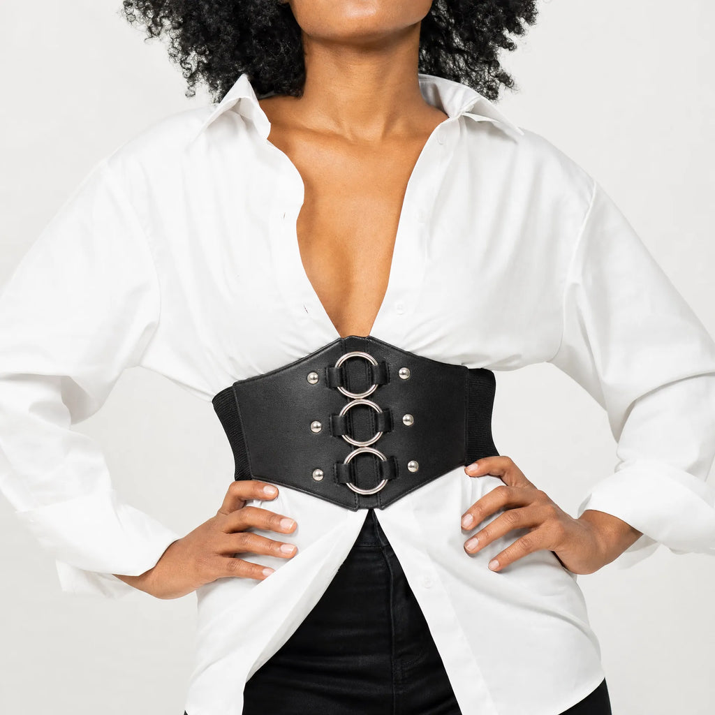 Luna Rune Ring-Detail Elasticated Corset Belt