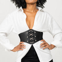 Luna Rune Ring-Detail Elasticated Corset Belt