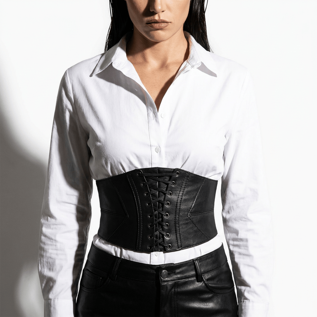 Luna Rune Wide Boned Lace-Up Corset Belt