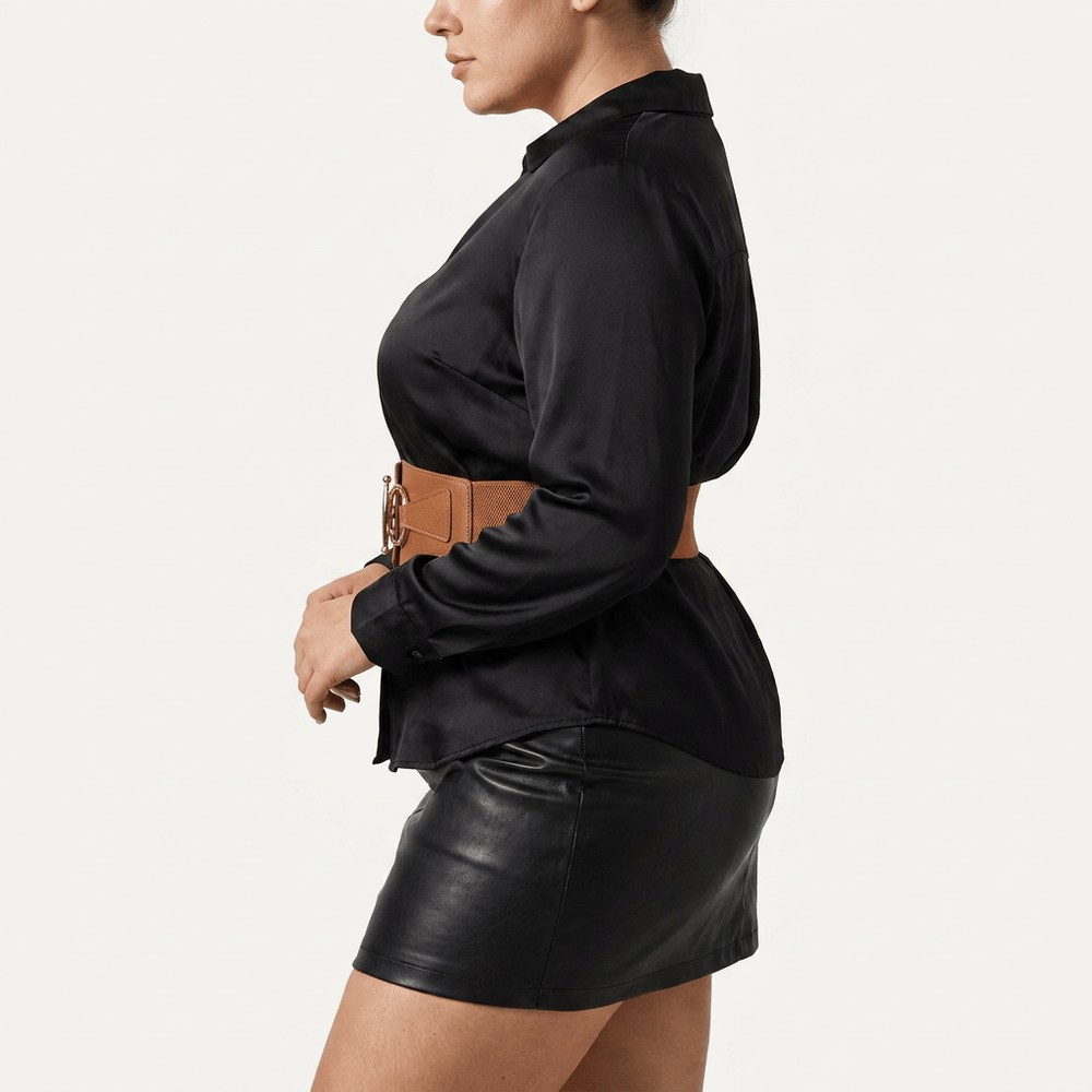 Luna Rune Wide Buckle-Waist Corset Belt