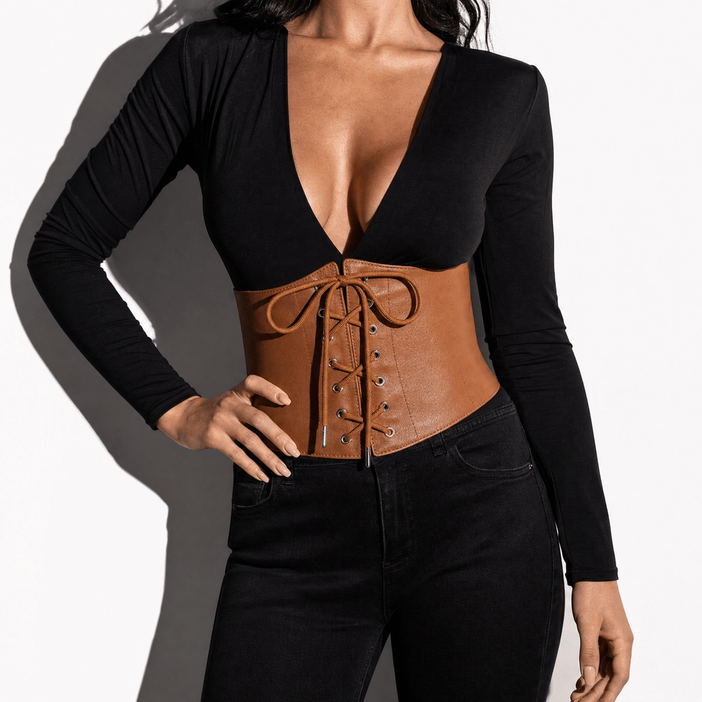 Luna Rune Wide Lace-Up Structured Corset Belt