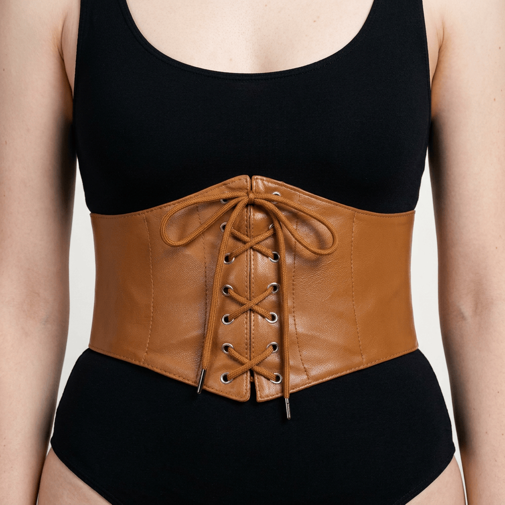 Luna Rune Wide Lace-Up Structured Corset Belt