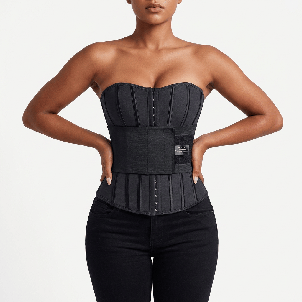 Luna Rune Zip-Up Hook-Eye Boned Waist Trainer